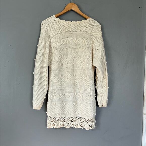 VINTAGE Express HandKnit Crochet Sweater Tunic Top Boho Beach Coastal fairy M - Picture 5 of 12